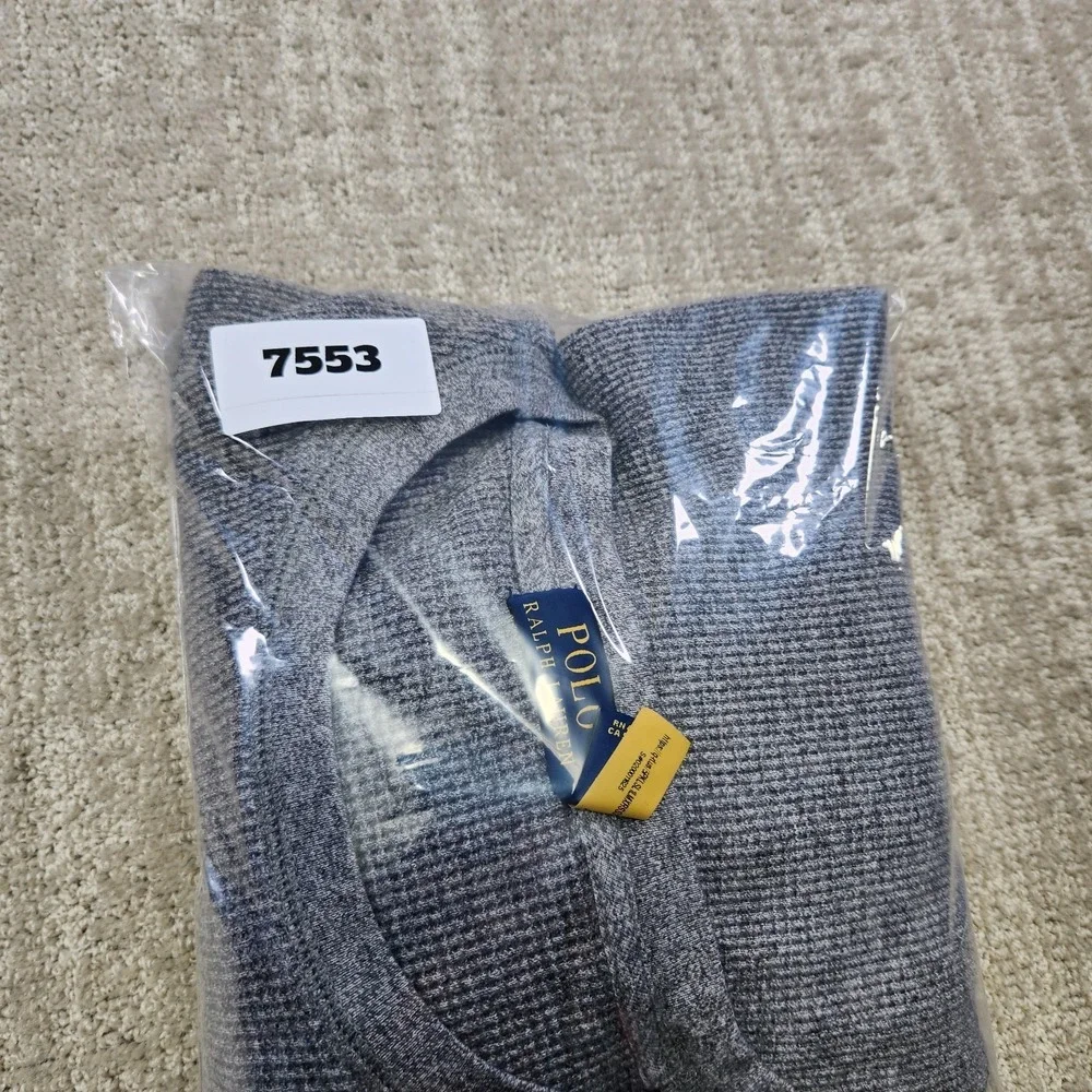 Polo Ralph Lauren Shirt Men‎ 2XLT Waffle Knit Thermal Heavy Cotton Gray Crewneck